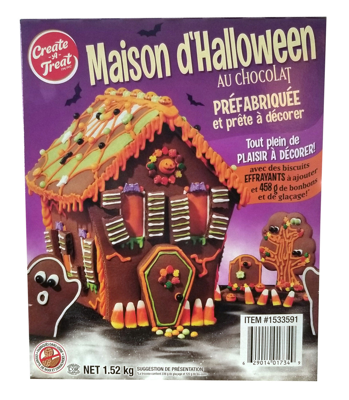 Create-a-Treat Chocolate Pre-Built Halloween House Kit, 1.52kg/3.3 lbs. Box {Imported from Canada}